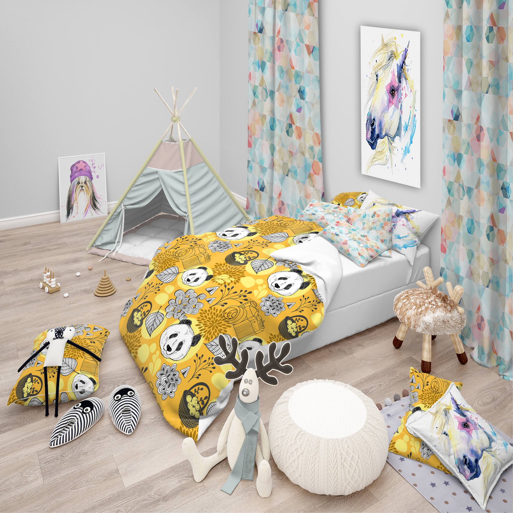 Designart 'Cute Doodle Panda